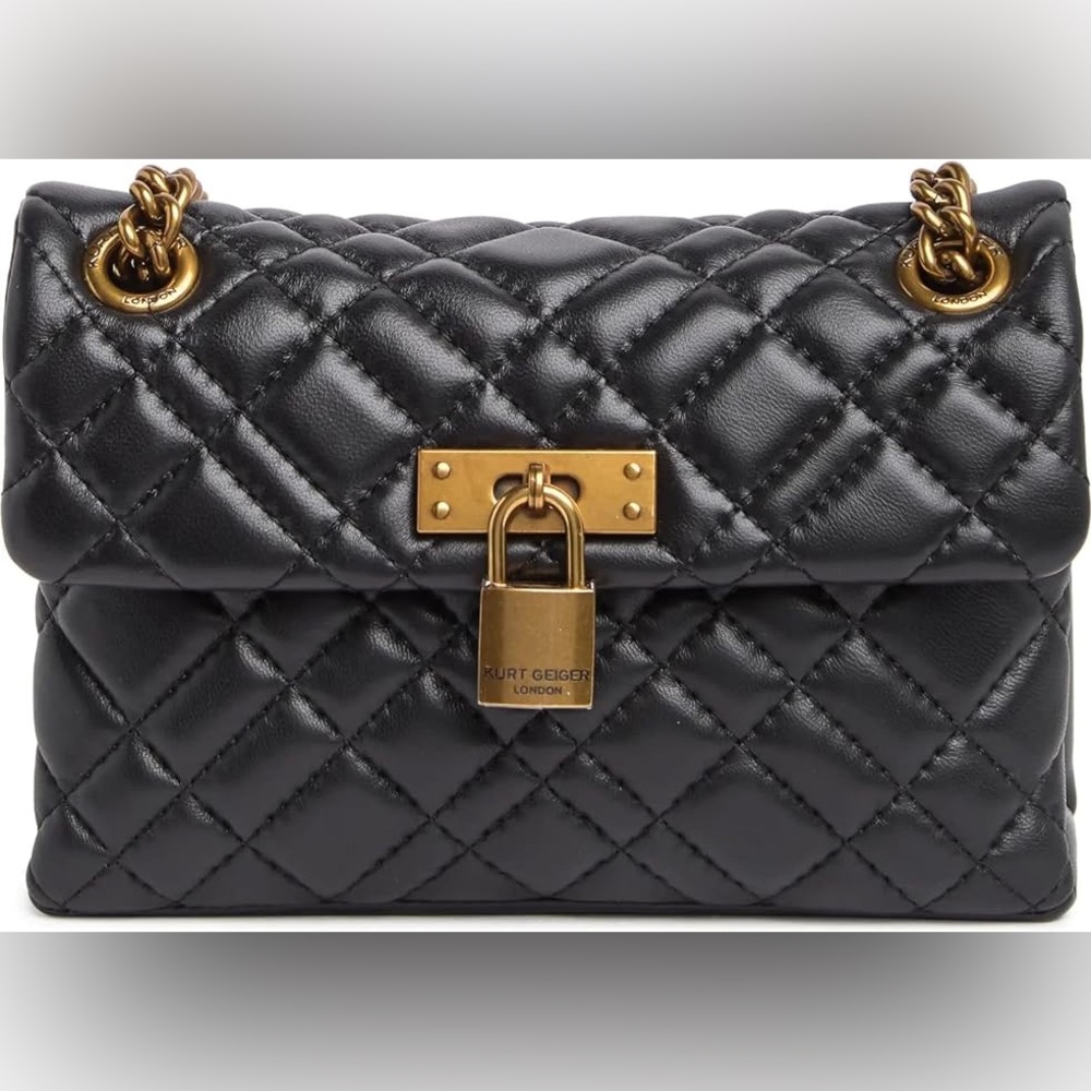 Kurt Geiger London Brixton Lock Leather Bag 	Fold-over flap